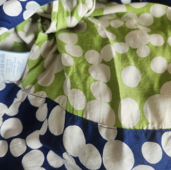 Boden Silk blend midi/tunic polka dot dress green and blue sz 6A - Picture 9 of 9